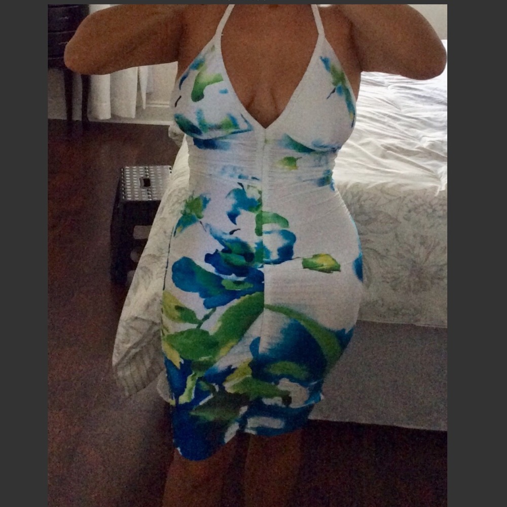 Ruched printed dress